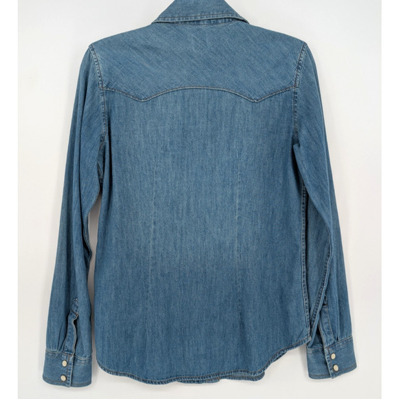 Gap Womens Pearl Snap Western Denim Shirt 100% Cotton XS Classic Cowgirl Boho - Picture 3 of 7